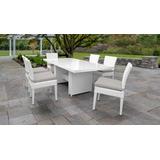 Miami Rectangular Outdoor Patio Dining Table w/ 6 Armless Chairs in Beige - TK Classics Miami-Dtrec-Kit-6C-Beige