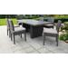 Belle Rectangular Outdoor Patio Dining Table w/ 6 Armless Chairs in Beige - TK Classics Belle-Dtrec-Kit-6C-Beige