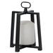 Gracie Oaks Wood & Glass Lantern - Gloss White, Black Wood/Metal in Brown/White | 16.3 H x 12.2 W x 12.2 D in | Wayfair
