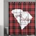 The Holiday Aisle® Brianne There's No Place Like South Carolina for the Holidays Single Shower Curtain in Black/Pink/Red | 74 H x 71 W in | Wayfair