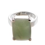 Serene Meadow,'Rectangular Aventurine Cocktail Ring from Peru'