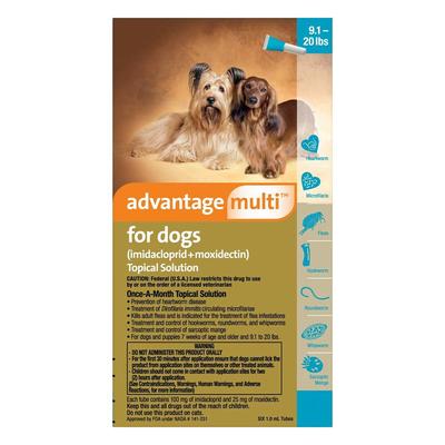 Advantage Multi for Medium Dogs 9.1-20 Lbs (Aqua) 3 Doses