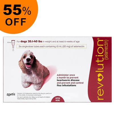 Revolution For Medium Dogs 20.1-40lbs (Red) 6 Doses - Get 55% Off Today