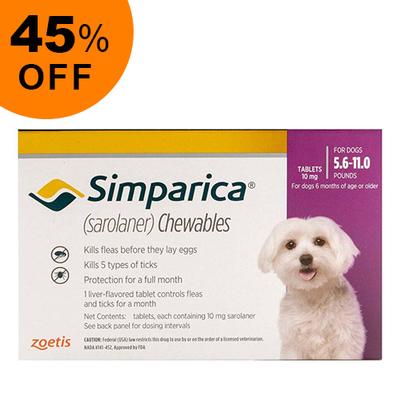 Simparica For Dogs 5.6-11 Lbs (Purple) 3 Pack - Get 45% Off Today