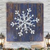 The Holiday Aisle® 'Stencil Snowflake' Wrapped Canvas Graphic Art on Canvas Canvas, Solid Wood in Blue | 24 H x 24 W x 1 D in | Wayfair