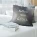 East Urban Home Multicolor Background Follow Your Heart Quote Pillow Down/Feather/Polyester in White/Black | 14 H x 14 W x 3 D in | Wayfair