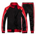 LBL Men Tracksuit Set Full-Zip Sweatshirt Jogger Sweatpants Warm Sports Running Sweat Suit Black L