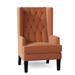 Wingback Chair - Everly Quinn Searle 30" Wide Tufted Wingback Chair Fabric in Orange/Brown | 48 H x 30 W x 34 D in | Wayfair
