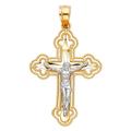 14ct Yellow Gold and White Gold Budded Cut out Crucifix 18x36mm Necklace Jewelry Gifts for Women