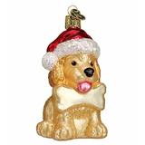 Old World Christmas Jolly Pup Hanging Figurine Ornament Glass in Gray/Yellow | 3.75 H x 2.25 W x 2 D in | Wayfair 12133