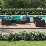 Latitude Run® Larrissa 11 Piece Rattan Sectional Seating Group w/ Cushions Synthetic Wicker/All - Weather Wicker/Wicker/Rattan | 35 W in | Outdoor Furniture | Wayfair