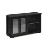Costway Kitchen Storage Cabinet with Glass Sliding Door-Black