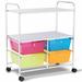Costway 4 Drawers Shelves Rolling Storage Cart Rack-Transparent Multicolor