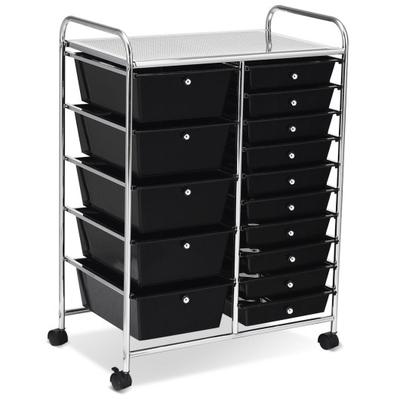 Costway 15-Drawer Utility Rolling Organizer Cart Multi-Use Storage-Black