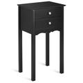 Costway Side Table End Accent Table with 2 Drawers-Black