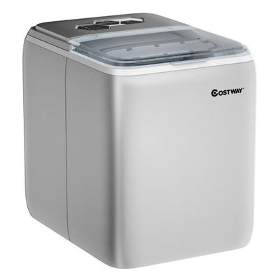 Costway 44 lbs Portable Countertop Ice Maker Machine with Scoop-Silver