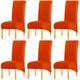 KELUINA High Back Solid Fabric Stretch XL Chair Covers for Dining Room, Spandex Large Dining Chair Slipcovers for Home Living Restaurant Hotel (Orange,Set of 6)