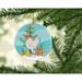 The Holiday Aisle® German Langshan Chicken Holiday Shaped Ornament Ceramic/Porcelain in Blue/Green | 3 H x 3 W x 0.25 D in | Wayfair