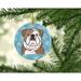 The Holiday Aisle® Snowflake English Bulldog Hanging Figurine Ornament Ceramic/Porcelain in Blue/Brown | 3 H x 3 W x 0.25 D in | Wayfair