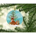 The Holiday Aisle® Sokoke Cat Merry Christmas Tree Holiday Shaped Ornament Ceramic/Porcelain in Blue/Green | 3 H x 3 W x 0.25 D in | Wayfair