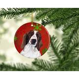 The Holiday Aisle® Welsh Springer Spaniel Snowflakes Holiday Christmas Hanging Figurine Ornament /Porcelain in Brown/Red/White | Wayfair