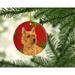 The Holiday Aisle® Norwich Terrier Snowflakes Holiday Christmas Hanging Figurine Ornament /Porcelain in Brown/Red | 3 H x 3 W x 0.25 D in | Wayfair