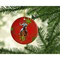 The Holiday Aisle® Horse Roper Snowflakes Holiday Christmas Hanging Figurine Ornament /Porcelain in Brown/Green/Red | 3 H x 3 W x 0.25 D in | Wayfair