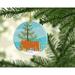 The Holiday Aisle® Highland Cow Holiday Shaped Ornament Ceramic/Porcelain in Blue/Green | 3 H x 3 W x 0.25 D in | Wayfair