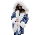 KEYIA Womens Coat Faux Fur Winter Jacket Parka Hooded Thick Loose Fishtail Warm Overcoat White