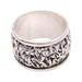 Stylish Contours,'Contoured Sterling Silver Band Ring from Bali'