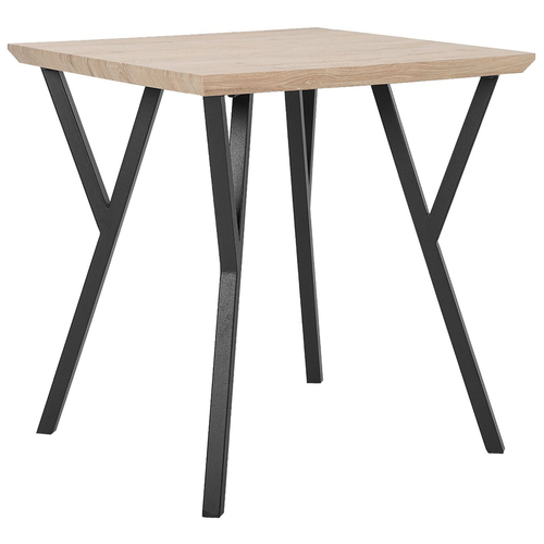 Esstisch Braun / Schwarz 70 x 70 cm Holzoptik Tischplatte Metall Furniert Quadratisch Modern
