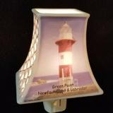 Longshore Tides Moriz Newfoundland Green Point Lighthouse Night Light Ceramic in Red | 4 H x 3 W x 2 D in | Wayfair