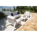 Panama Jack Outdoor Mykonos 5 - Person Outdoor Seating Group w/ Cushions Metal in White | 26 H x 84 W x 34.5 D in | Wayfair PJO-2401-WHT-4PS