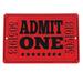 Treasure Gurus Admit One Movie Theatre Ticket Metal Sign Home Theater Wall Decor Metal in Red | 8 H x 12 W x 1 D in | Wayfair SN-TN3ADMITONE