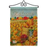 Breeze Decor Pumpkin Patch Burlap Fall Harvest & Autumn 2-Sided Polyester 19 x 13 in. Garden Flag in Brown/Gray/Green | Wayfair