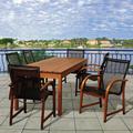 Brayden Studio® Riemann International Home 7 Piece Outdoor Dining Set Wood in Brown/Red/White | 30 H x 82.5 W x 33.5 D in | Wayfair