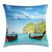 East Urban Home Traditional Longtail Boats At Maya Bay In Thailand Indoor/Outdoor 40" Throw Pillow CoverTraditional Longtail Boats At Maya Bay | Wayfair