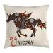 East Urban Home Ambesonne Unicorn Throw Pillow Cushion Cover, Silhouette w/ Oriental & Ornate Floral Effects Boho Themed Art Print | Wayfair