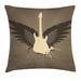 East Urban Home Music Rock Talent Wings Guitar Instrument Indoor/Outdoor 28" Throw Pillow Cover Polyester | 28 H x 28 W x 0.1 D in | Wayfair