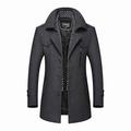 Volwassan Winter Warm Wool Coat Mens Trench Coat Long Business Woolen Jacket Casual Quilted Jacket Scarf Peacoat Overcoat, Dark Grey, XL