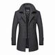 Volwassan Winter Warm Wool Coat Mens Trench Coat Long Business Woolen Jacket Casual Quilted Jacket Scarf Peacoat Overcoat, Dark Grey, XL