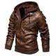 SSRSH Men's Vintage Casual Faux Leather Jacket with Hood for Winter Motorbike Jacket Fashion Black Brown Bomber Winter Leather Jacket Coat (Brown, Medium)