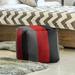 East Urban Home Ohio Football Nut Stripes Cube Ottoman /Fade Resistant/Scratch/Tear Resistant in Red/Gray/Black | 13 H x 13 W x 13 D in | Wayfair