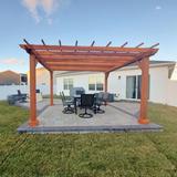 Best Redwood Solid Redwood Pergola Wood in Brown | 96 H x 192 W x 192 D in | Wayfair DPBD-161608181905