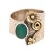 Garden Gold,'Floral Green Onyx Cocktail Ring Crafted in India'