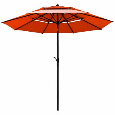 Costway 10ft 3 Tier Patio Umbrella Aluminum Sunshade Shelter Double Vented without Base-Red