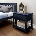 Harriet Bee Lubin 1 Drawer Solid Wood Nightstand in Blue | 23 H x 22.75 W x 17.5 D in | Wayfair BD57E872BC4B4236A1EB628B7C3364AF