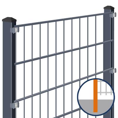 Doppelstabmattenzaun zum Einbetonieren Rundum-sorglos-Paket Anthrazit Komplettset, Halteplättchen, 2 Ecken,30 m,8/6/8 mm,830 mm Image