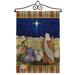 Breeze Decor Christmas In Bethlehem Winter Nativity Impressions 2-Sided Burlap 19 x 13 in. Garden Flag in Blue/Brown | Wayfair