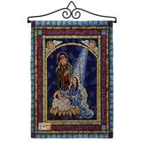 Breeze Decor Stained Glass Nativity Winter Impressions 2-Sided Burlap 19 x 13 in. Garden Flag in Black/Brown | 18.5 H x 13 W x 1 D in | Wayfair